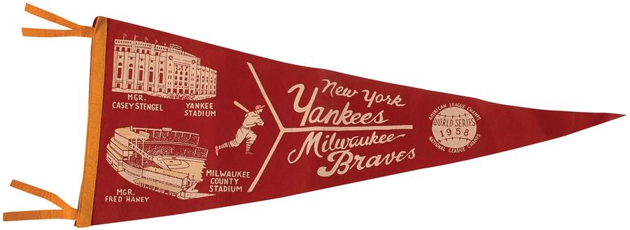 Historic New York Yankee Baseball Collection - 1958 World Series Double Pennant