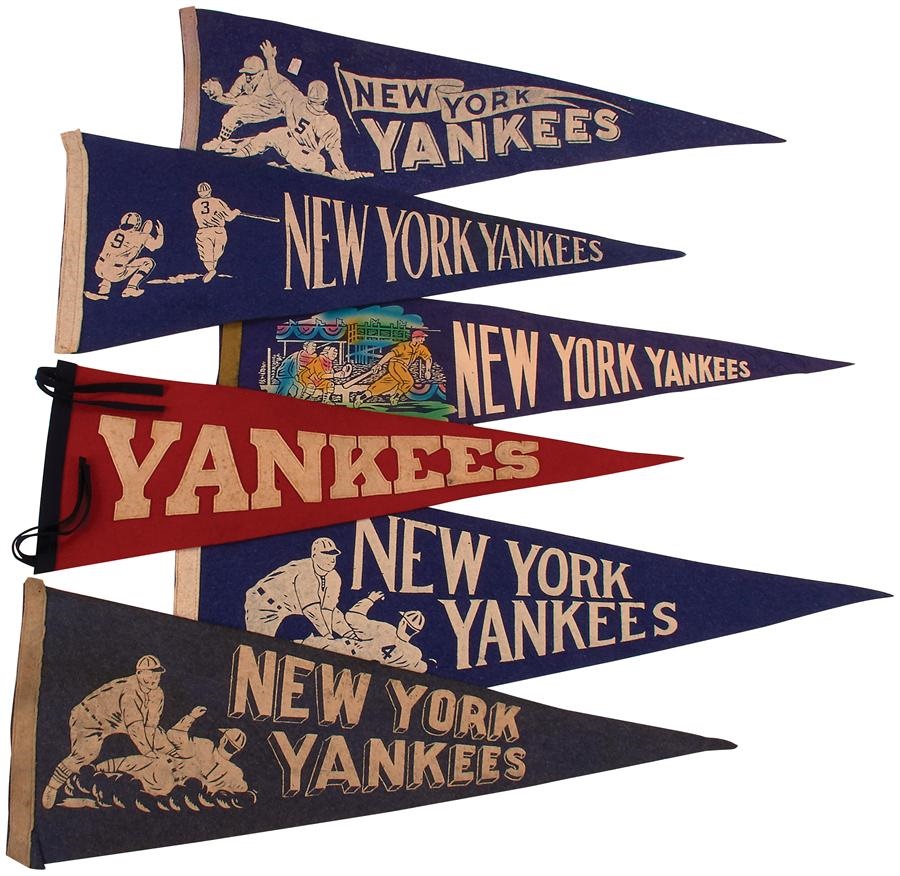 Historic New York Yankee Baseball Collection - 1930s-50s NY Yankees Team Pennants