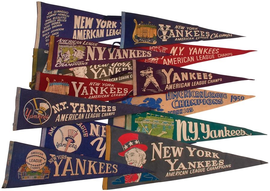 Historic New York Yankee Baseball Collection - 1930s-50s New York Yankees "American League Champions" Pennants