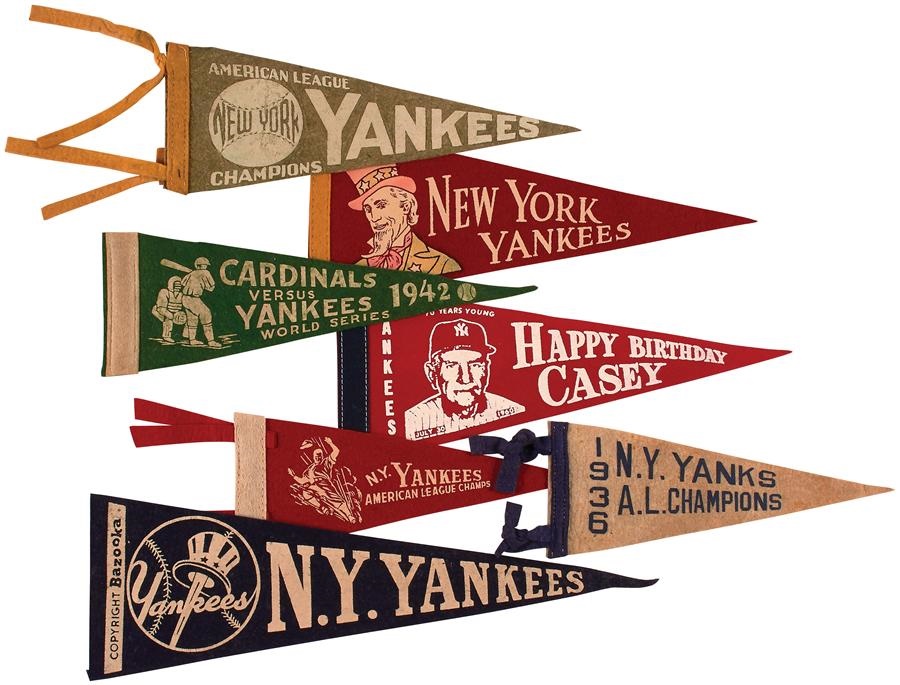 Historic New York Yankee Baseball Collection - Tough to Find NY Yankees "Small" Pennants (8)
