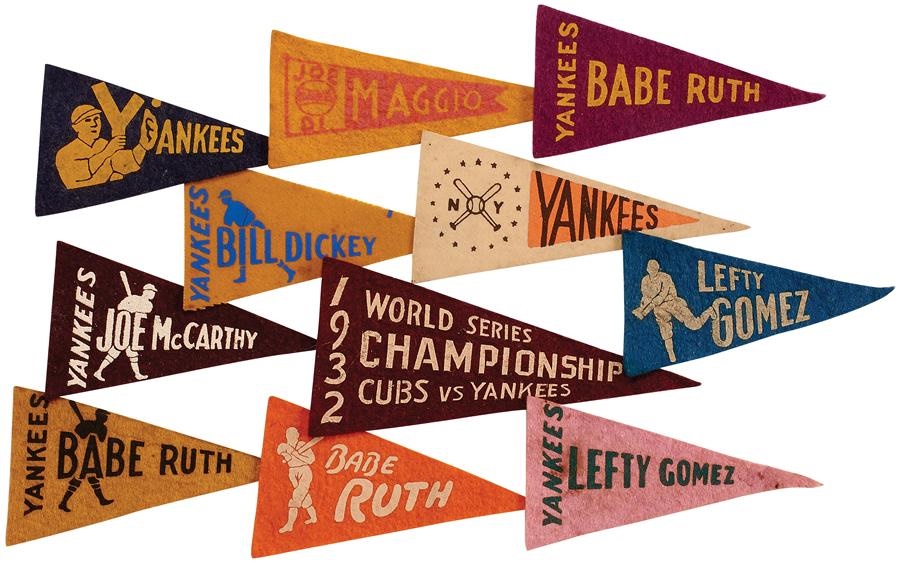 Historic New York Yankee Baseball Collection - 1930s Babe Ruth & New York Yankees Mini Pennants (11)