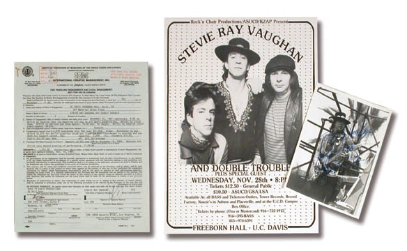 - Stevie Ray Vaughan Signed Contract, Photo and Poster (3)