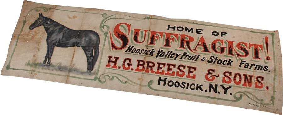Horse Racing - "Suffragist" Tent Show Banner - So Named for Suffragette Emily Davidson Who Threw Herself Under The King's Horse at the 1913 Epsom Derby