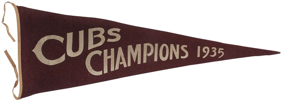 Baseball Memorabilia - Rare 1935 Chicago Cubs National League Champions Pennant