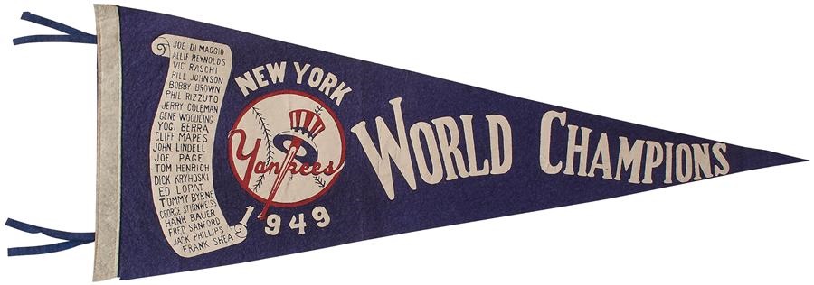 NY Yankees, Giants & Mets - 1949 New York Yankees World Champions Pennant
