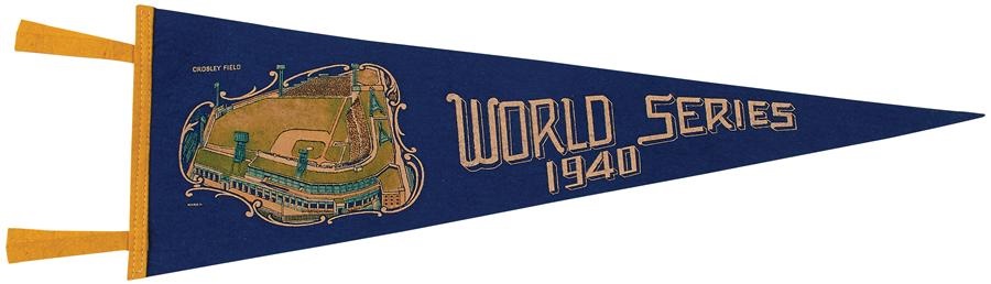 Baseball Memorabilia - 1940 World Series Crosley Field Pennant
