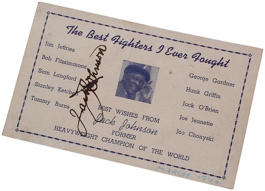 1946 Jack Johnson Signed Promotional Card