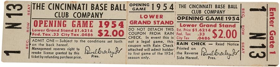 Tickets, Publications & Pins - 1954 Hank Aaron First Major League Game Full Ticket