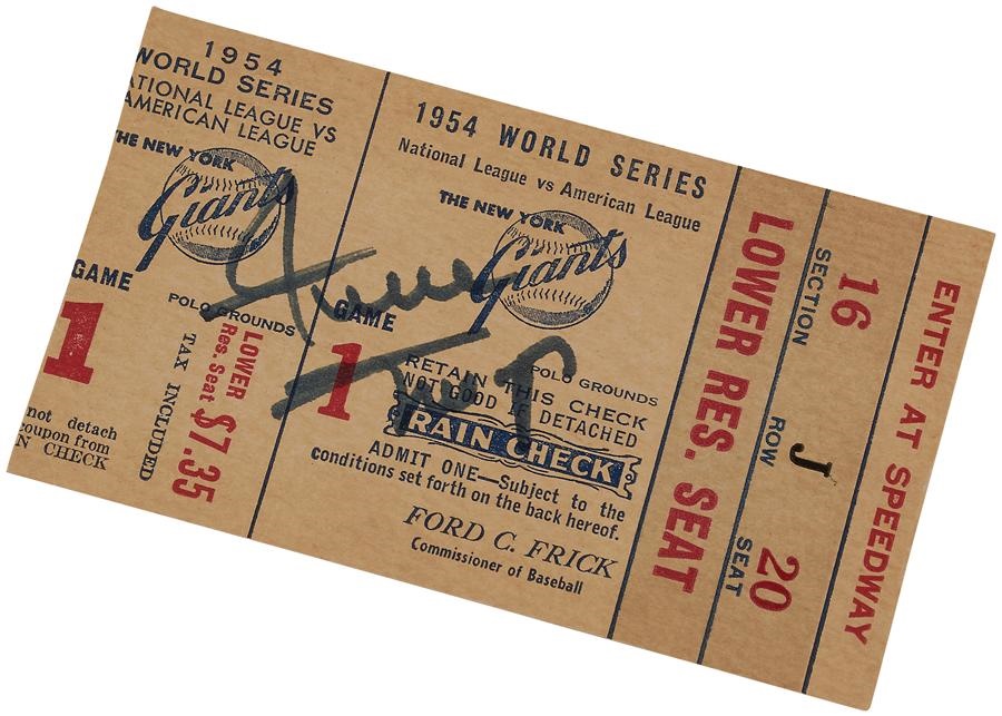 Tickets, Publications & Pins - 1954 Willie Mays "Catch" World Series Game 1 Ticket
