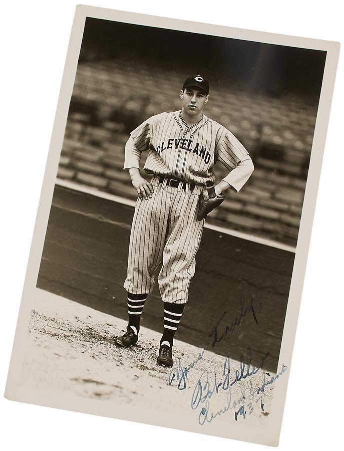 Baseball Autographs - Vintage Bob Feller Signed George Burke Photograph