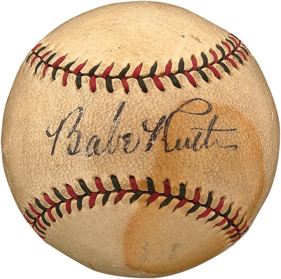 - Babe Ruth Single Signed ONL Baseball with PSA 7 Graded Autograph