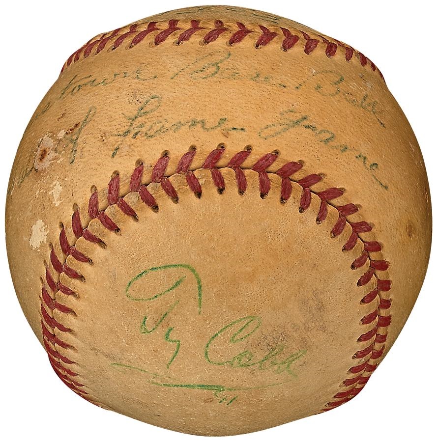 Baseball Autographs - Ty Cobb Single Signed Baseball from 1953 Hall of Fame Game