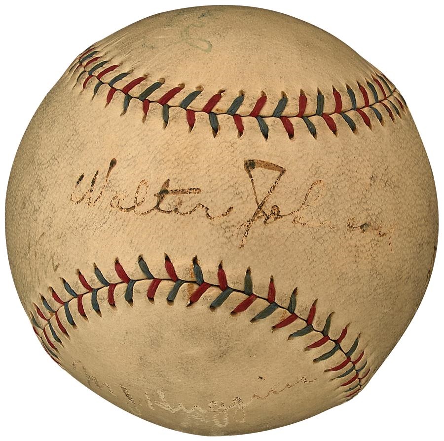 Baseball Autographs - Walter Johnson and Miller Huggins Signed OAL Reach Baseball