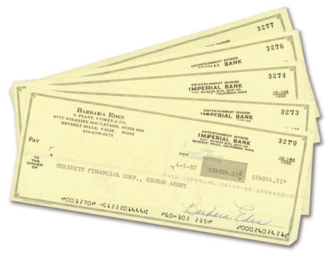 Barbara Eden  Personally Signed Bank Checks  (25)