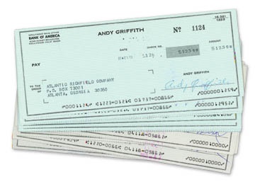 Andy Griffith Hand Signed Checks (20)