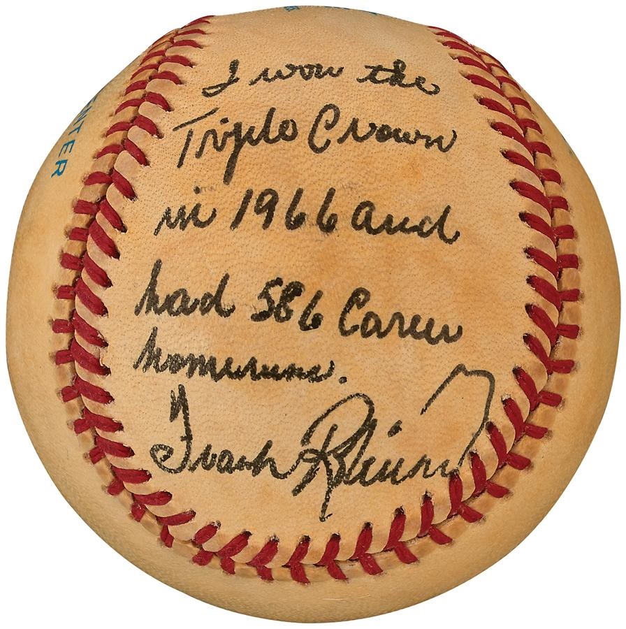 Baseball Autographs - Frank Robinson Signed Statistics Baseball