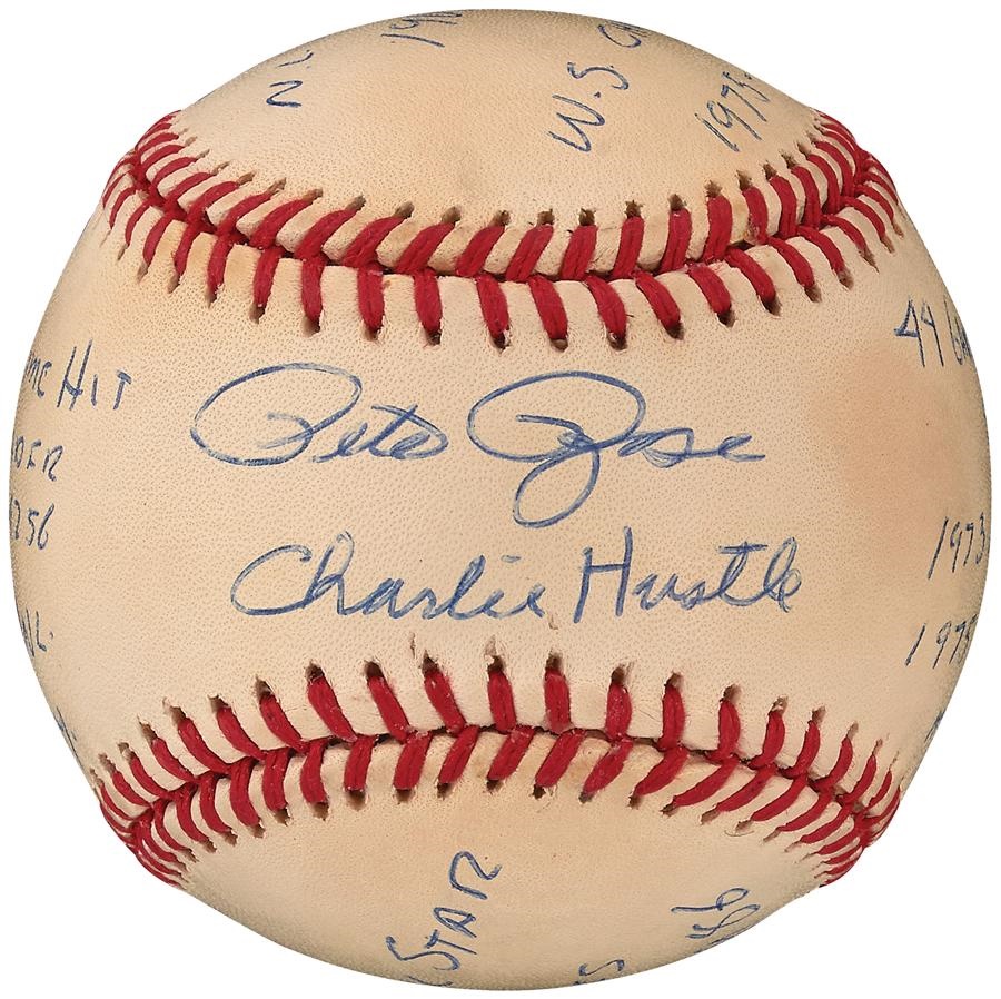 Pete Rose & Cincinnati Reds - Pete Rose Signed Statistics Baseball
