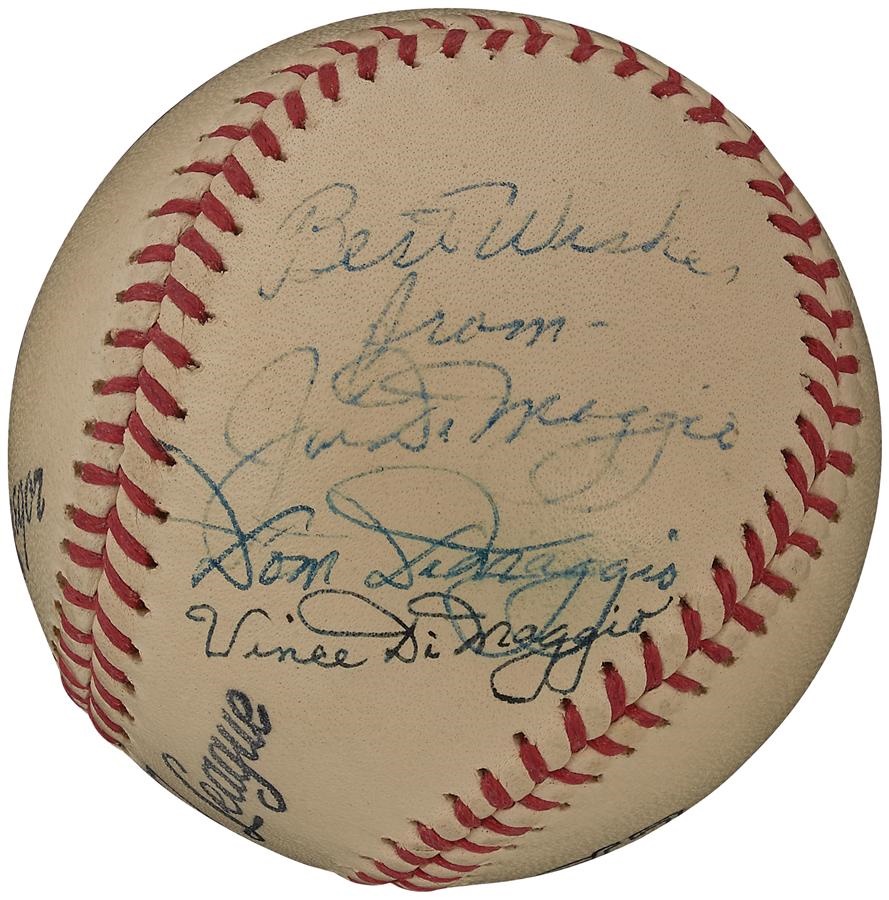 Baseball Autographs - Three DiMaggio Brothers Signed Baseball