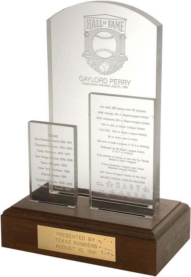 The Gaylord Perry Collection - 1991 Gaylord Perry Baseball Hall of Fame Award