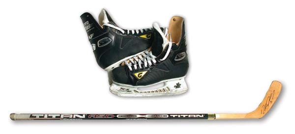 - Peter Forsberg Game Used Skates and Stick