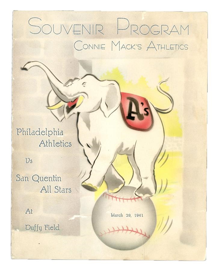 Tickets, Publications & Pins - 1941 Philadelphia A's versus San Quentin Prison Program