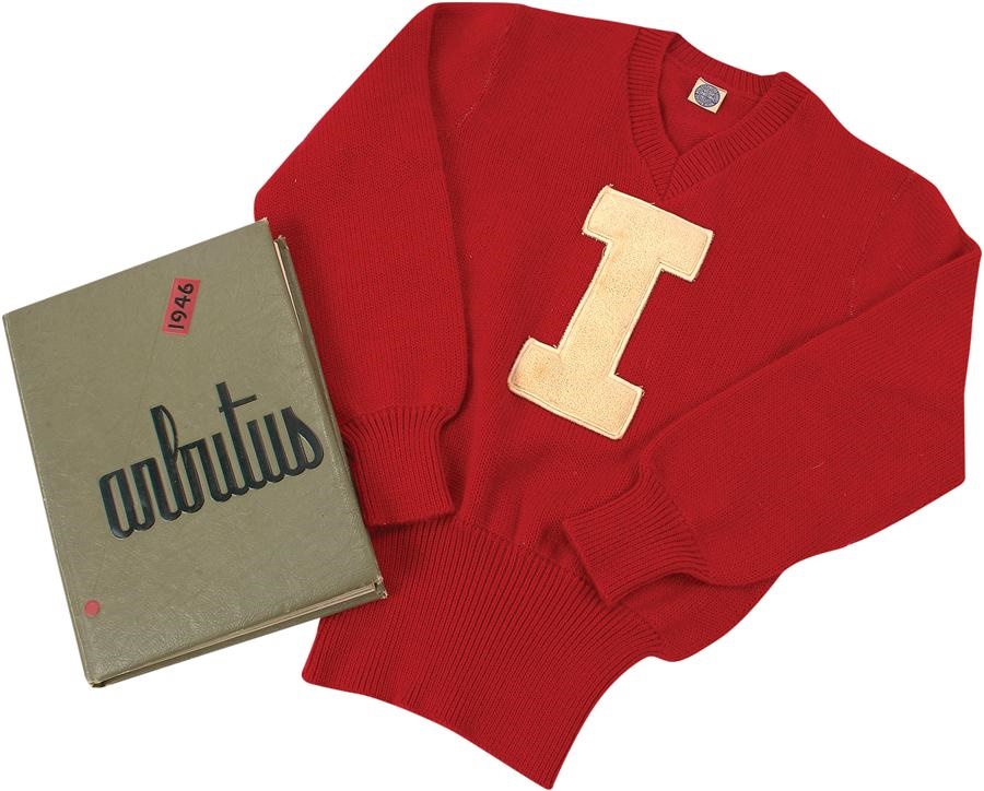 Pete Rose & Cincinnati Reds - 1946 Ted Kluszewski College Yearbook and Letterman's Sweater