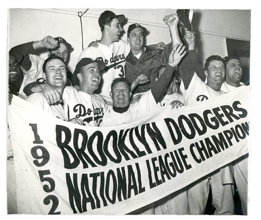 Jackie Robinson & Brooklyn Dodgers - 1952 Brooklyn Dodgers Celebrate by Barney Stein