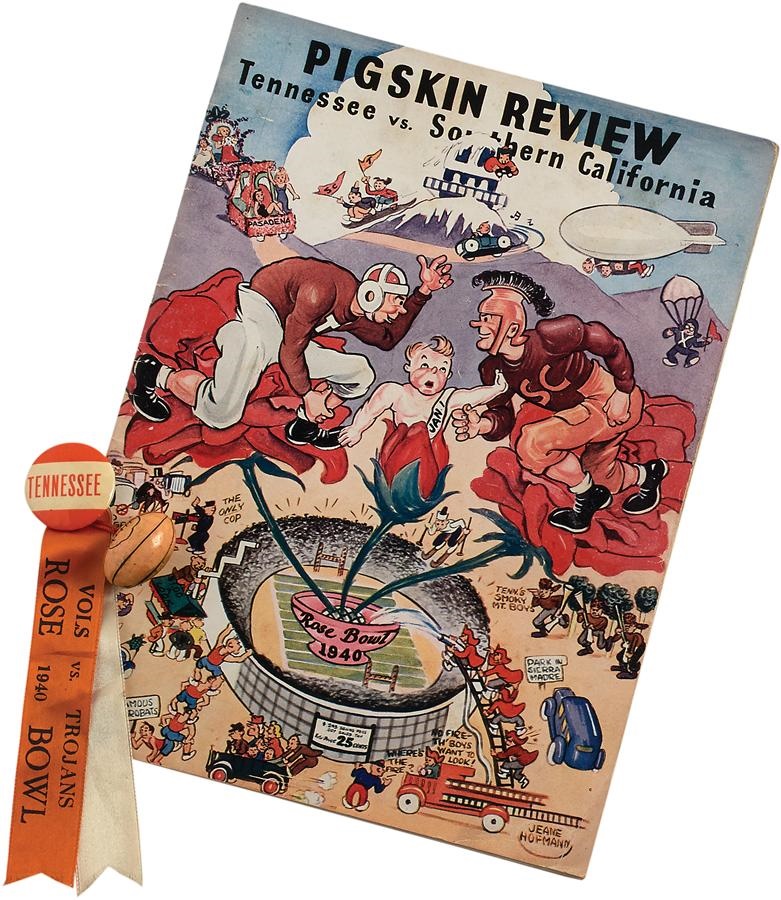 Football - 1940 Rose Bowl Program & Ribbon Pin (2)