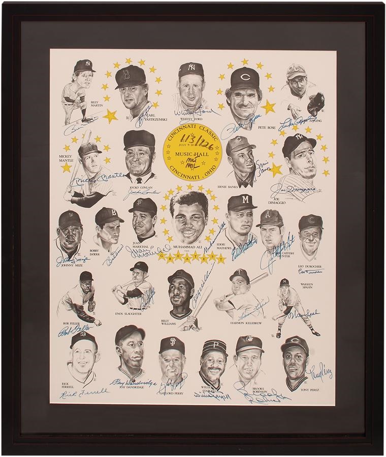 Baseball Autographs - 1988 Cincinnati Classic Signed Poster with Mickey Mantle & Muhammad Ali