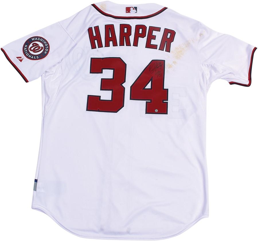- 2015 Bryce Harper Signed Game Worn Jersey from the Papelbon Fight Game (MLB Authentic)