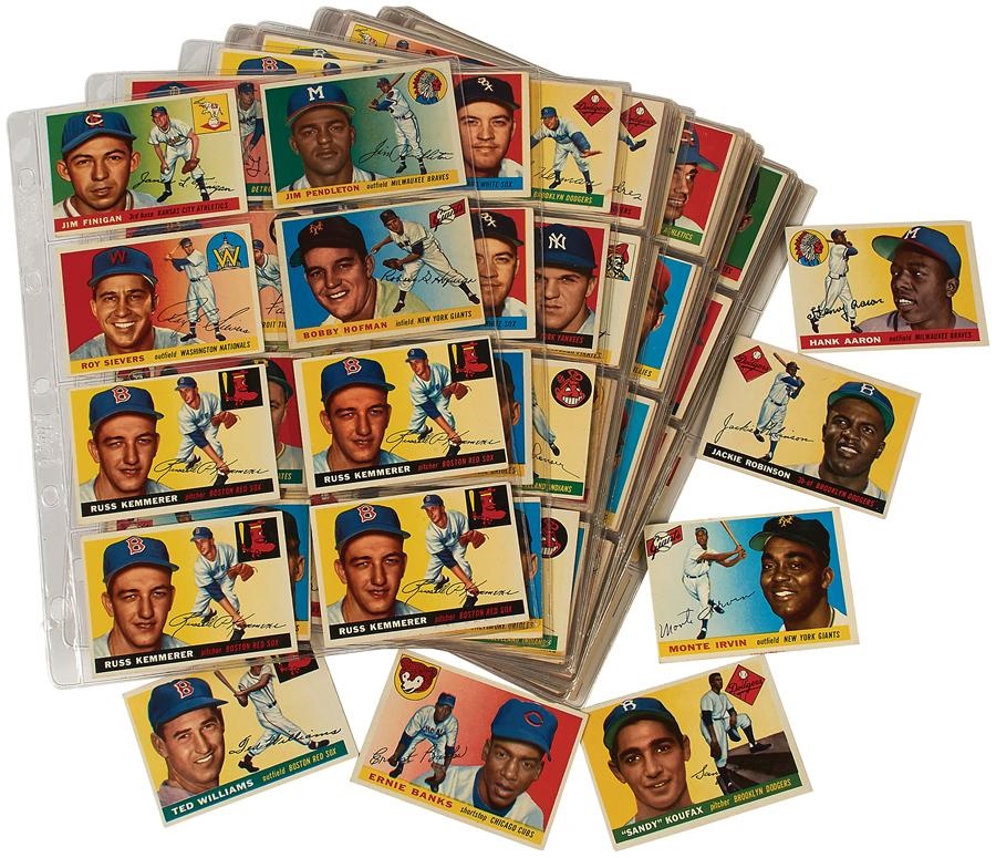 Baseball and Trading Cards - 1955 Topps Collection Including Aaron, Robinson & 4 Koufax Rookies (275)