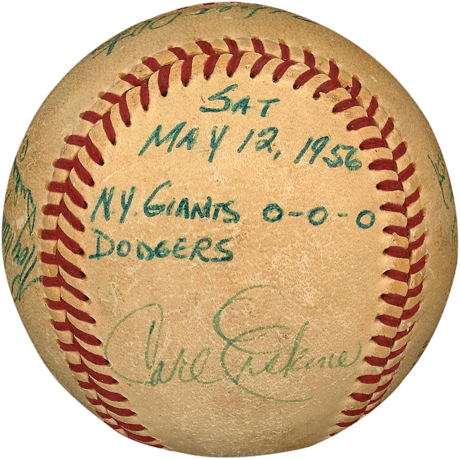 Jackie Robinson & Brooklyn Dodgers - 1956 Carl Erskine Last Out No-Hitter Baseball from His Personal Collection (Erskine LOA)