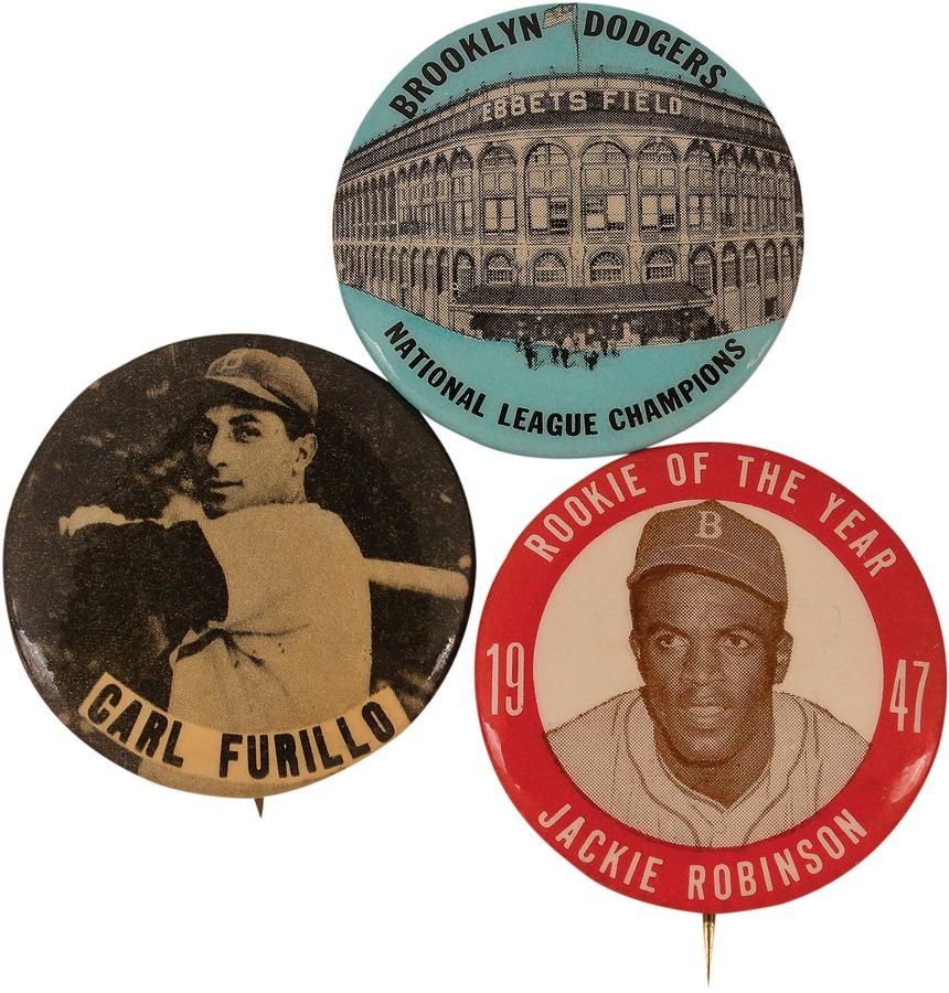 Jackie Robinson & Brooklyn Dodgers - Three Brooklyn Dodger Pins