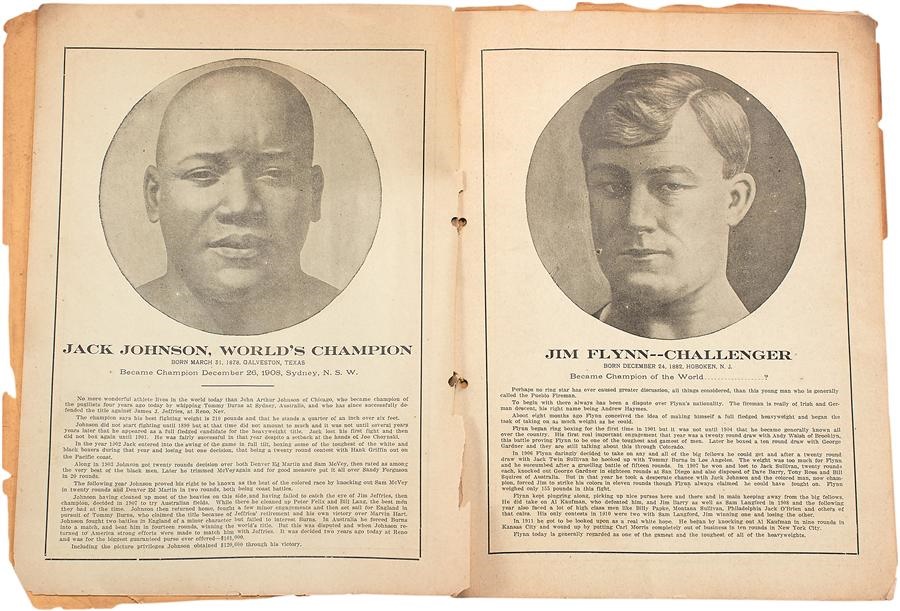 Muhammad Ali & Boxing - 1912 Jack Johnson v Jim Flynn Site Program