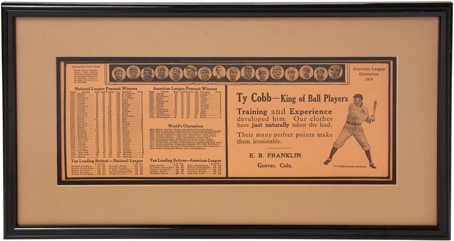 Tickets, Publications & Pins - 1915 "Ty Cobb King of Ballplayers" Scorecard