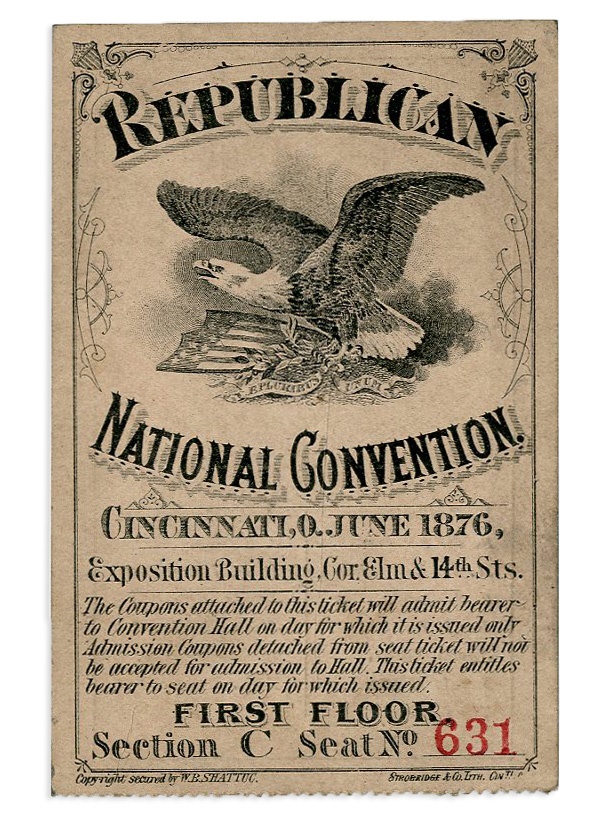 Rock And Pop Culture - 1876 Republican National Convention Ticket
