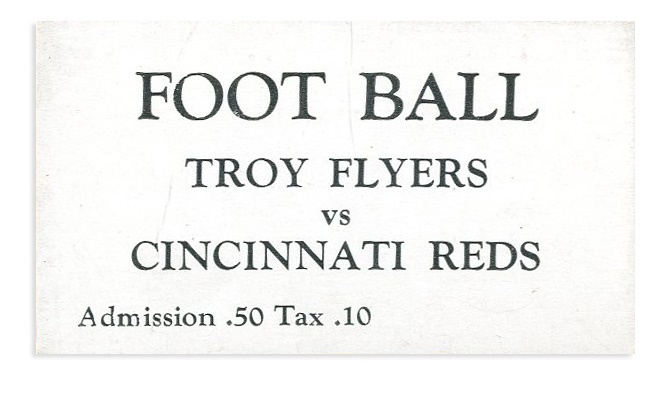 - 1933-34 Cincinnati Reds Football Unused Ticket