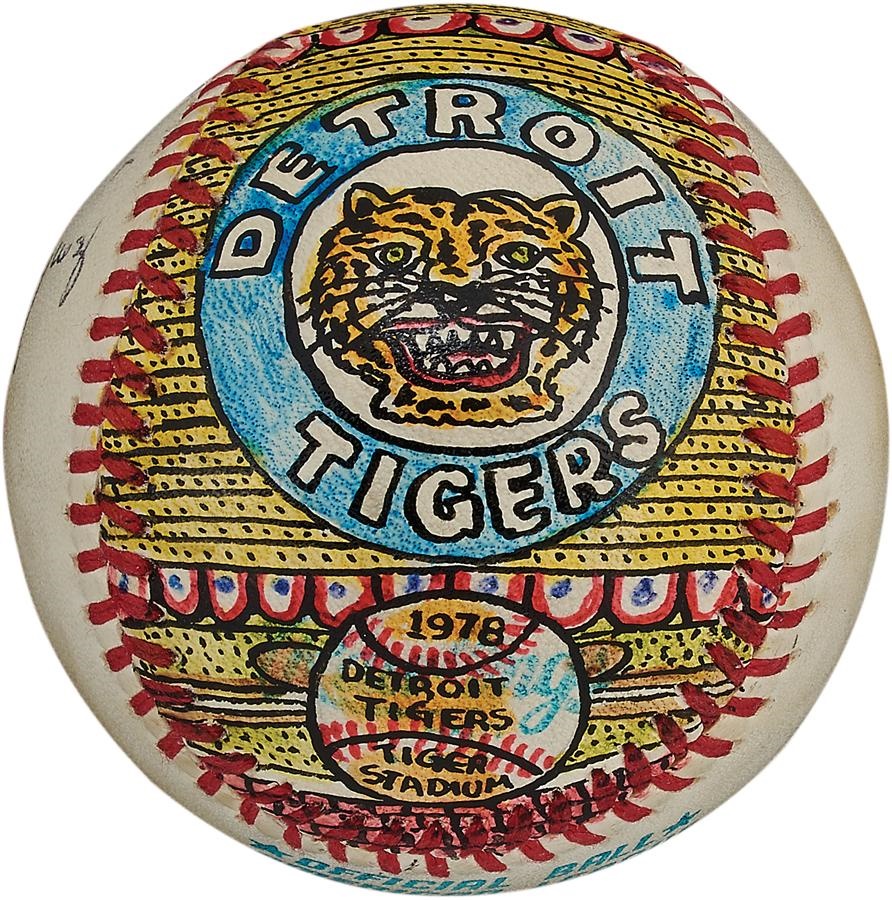Sports Fine Art - George Sosnak 1978 Detroit Tigers Aurelio Rodriguez Painted Baseball