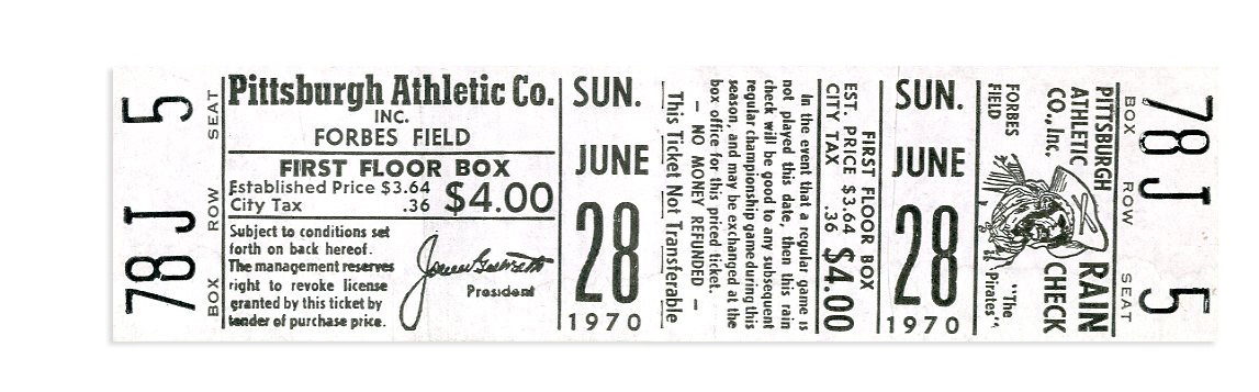 Tickets, Publications & Pins - Last Game At Forbes Field Unused Ticket