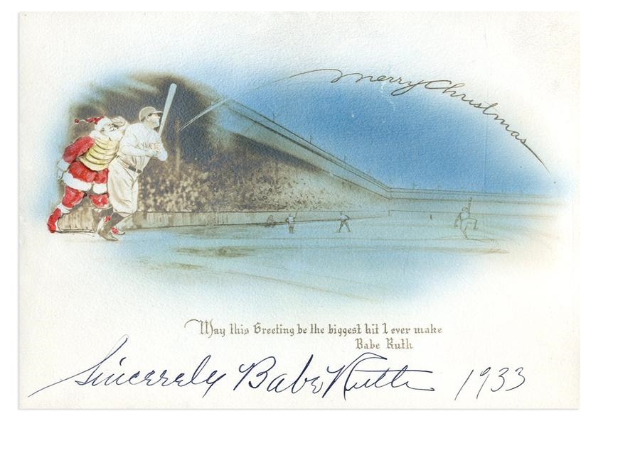 - Babe Ruth 1933 "Biggest Hit I Ever Make" Signed Christmas Card