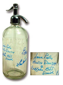 Howdy Doody - Seltzer Bottle Autographed By Buffalo Bob and Lew “Clarabell” Anderson