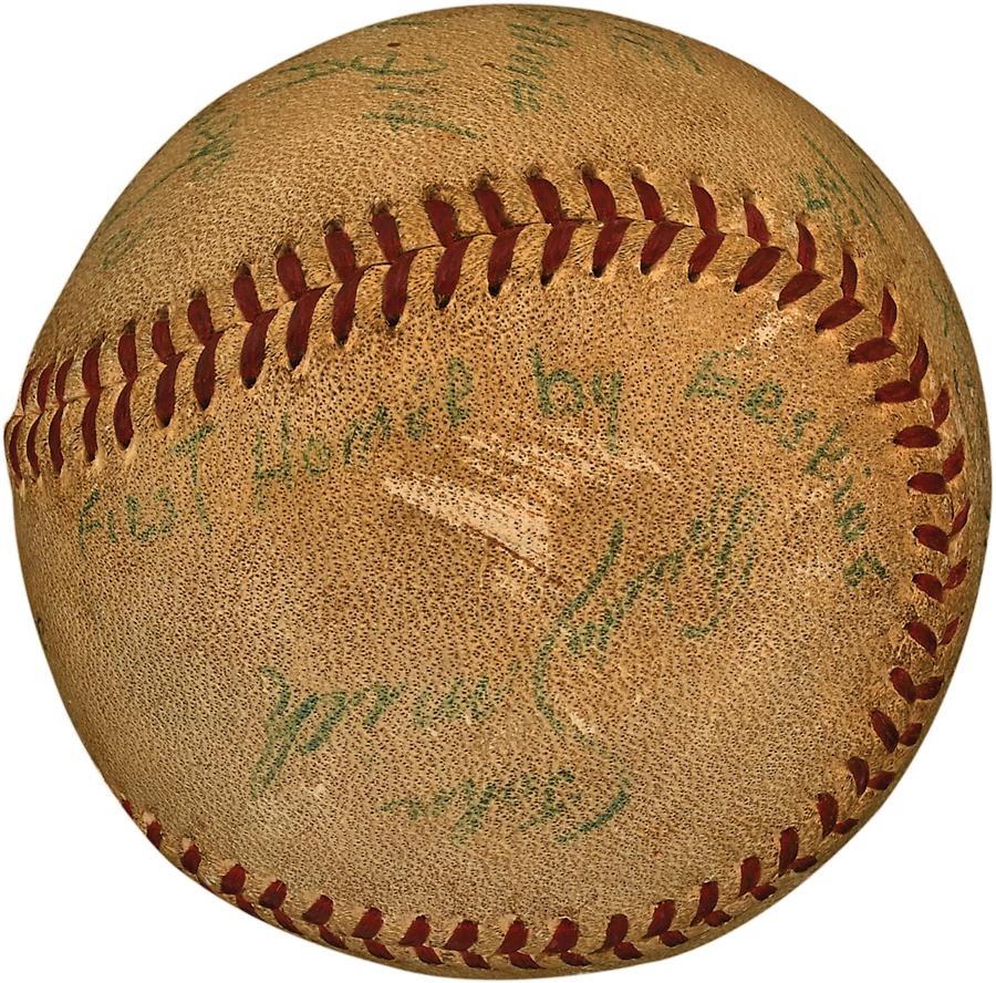 1955 Carl Erskine Home Run Baseball - The Only One of His Career (ex-Carl Erskine)