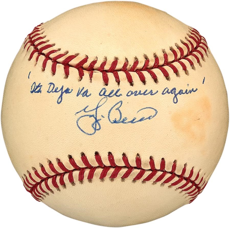 NY Yankees, Giants & Mets - Yogi Berra Single Signed Baseball with Quote