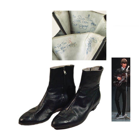Beatles Autographs - George Harrison Autographed Beatle Boots