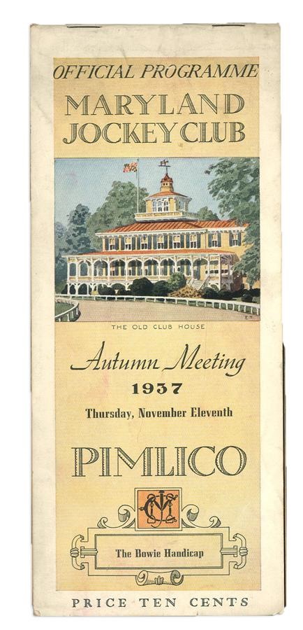 Horse Racing - Seabiscuit 1937 Pimlico Program