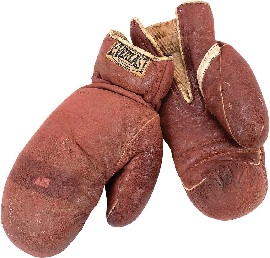 Helms Museum Collection - 1929 Al Singer Fight Worn Gloves from the Gaston Charles Fight (ex-Helms Museum)