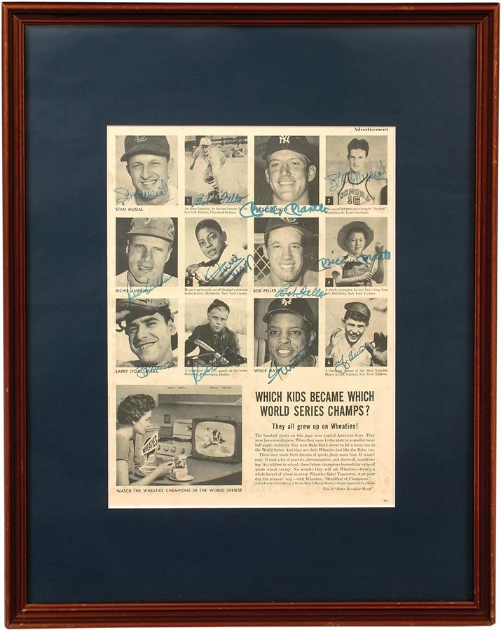 Baseball Autographs - World Series Champs Signed Wheaties Ad with Mickey Mantle