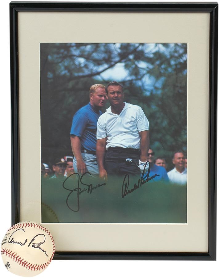 - Arnold Palmer Signed Baseball and Photo with Jack Nicklaus