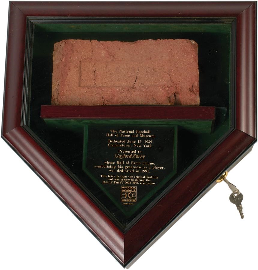 The Gaylord Perry Collection - Original Hall of Fame Brick Presented to Gaylord Perry