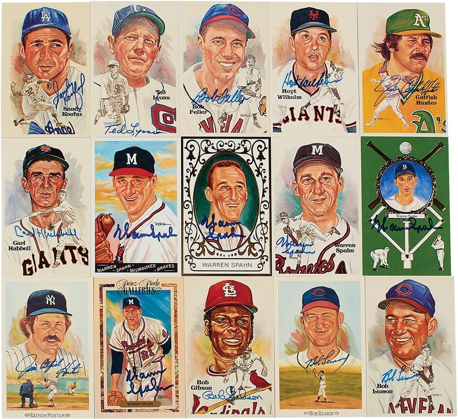 No-Hit Pitchers Signed Perez Steele Postcards with Koufax (61)